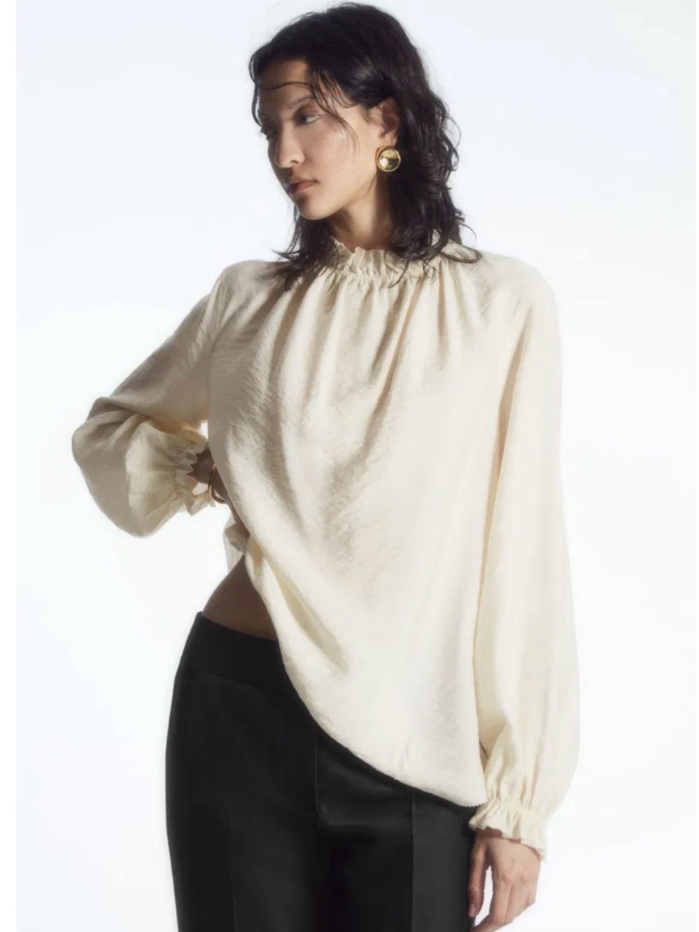 COS Ruffled High-Neck Blouse Size M - Picture 2 of 7